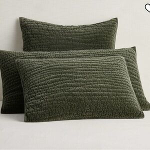Pottery Barn Washed Velvet Handcrafted Quilted Sham Loden King Set